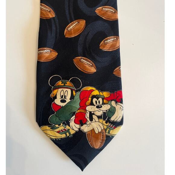 Lot Of 2 Vintage Mickey Mouse Unlimited Disney Neck Ties Football Goofy Donald - Picture 3 of 5